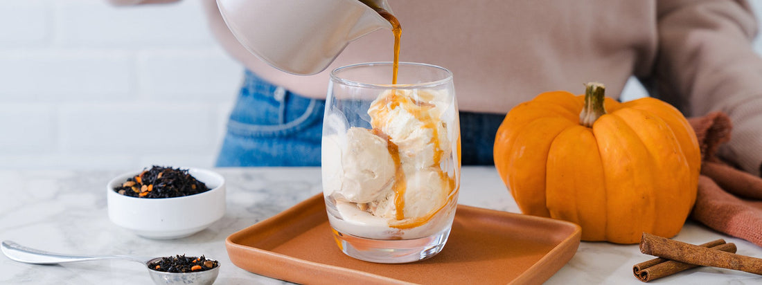 transition into fall with our pumpkin spice affogato tea recipe