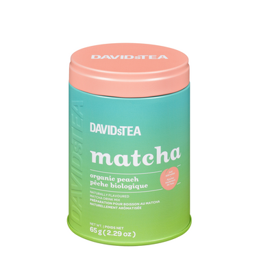 Organic Peach Matcha Tea Tin Matcha Drink Mix front view