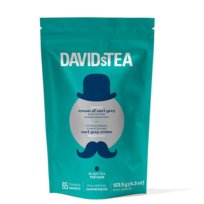 Organic Cream of Earl Grey Tea Bag of 65 Sachets Black front view