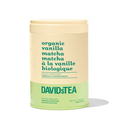 Organic Vanilla Matcha Tea Printed Tin Matcha Drink Mix front view