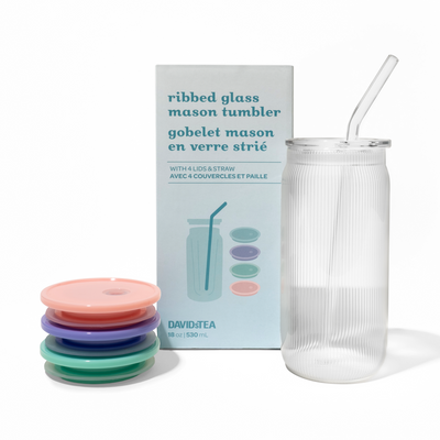 Ribbed Glass Mason Tumbler  front view