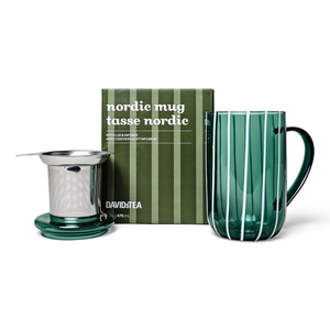striped nordic mug, box and steeper