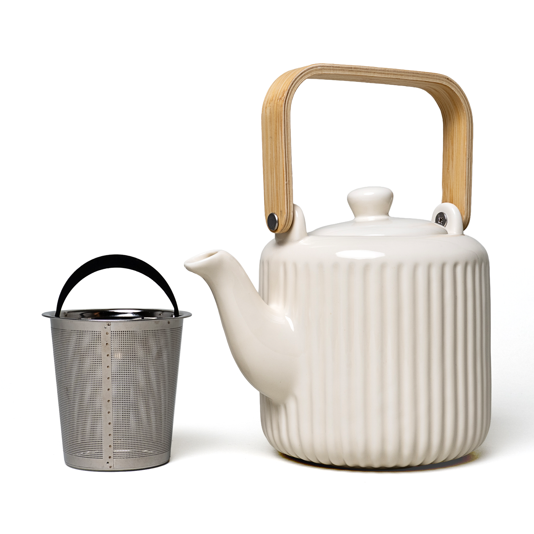 Ivory Ribbed Tomi Teapot