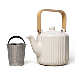Ivory Ribbed Tomi Teapot