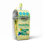 Side view of the Matcha To Go tumbler and single serves package