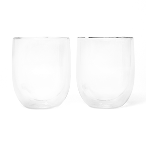 Double Walled Clear Glass Bubble Cup Set