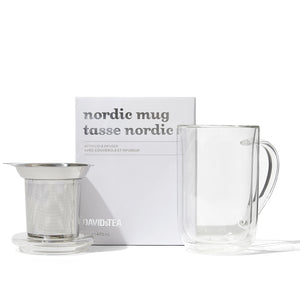 Double Walled Glass Nordic Mug with Infuser  front view
