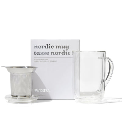 Double Walled Glass Nordic Mug with Infuser  front view