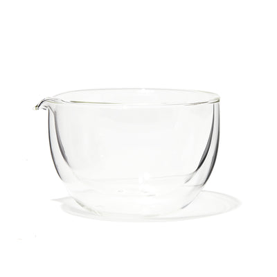 Double Walled Glass Matcha Bowl With Spout  front view