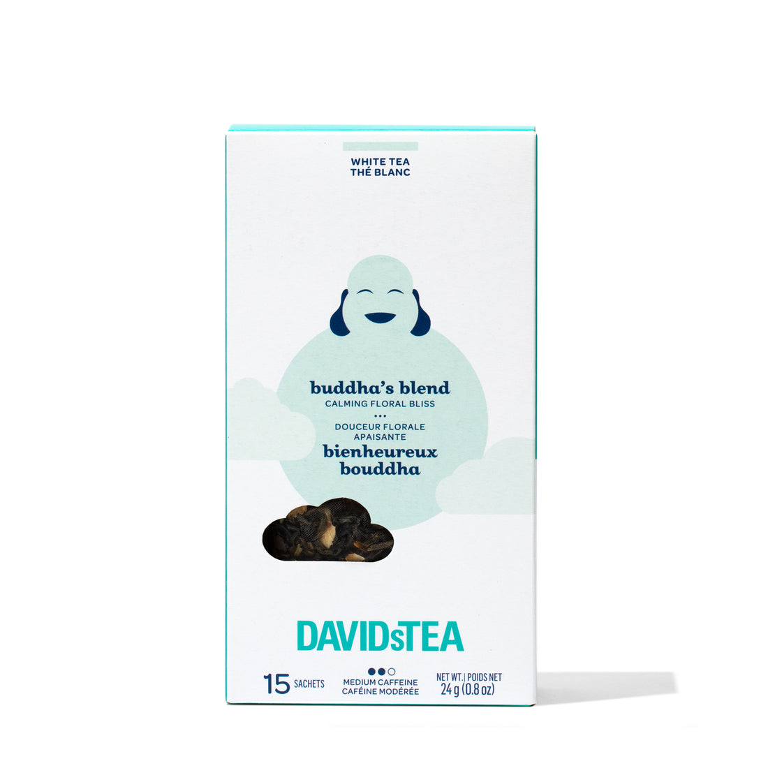 Buddha's Blend Tea Pack of 15 Sachets White front view