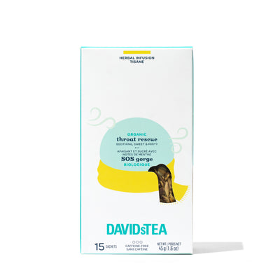 Organic Throat Rescue Tea Pack of 15 Sachets Herbal front view