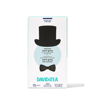 Organic Earl Grey Tea Pack of 15 Sachets Black front view