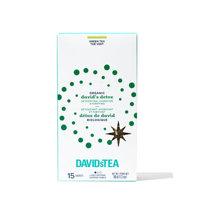 Organic David's Detox Tea Pack of 15 Sachets Green front view
