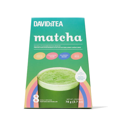 Fruity Matcha Single Serves Variety Pack of 8 Matcha Drink Mix front view