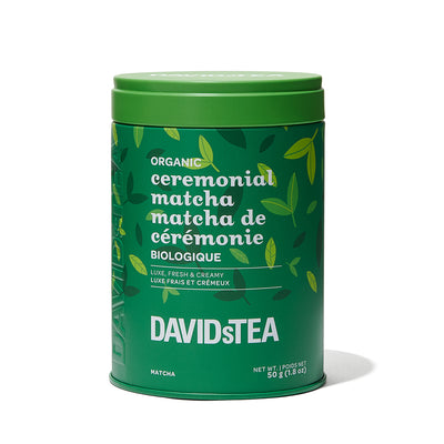 Organic Ceremonial Matcha Tea Printed Tin Matcha front view