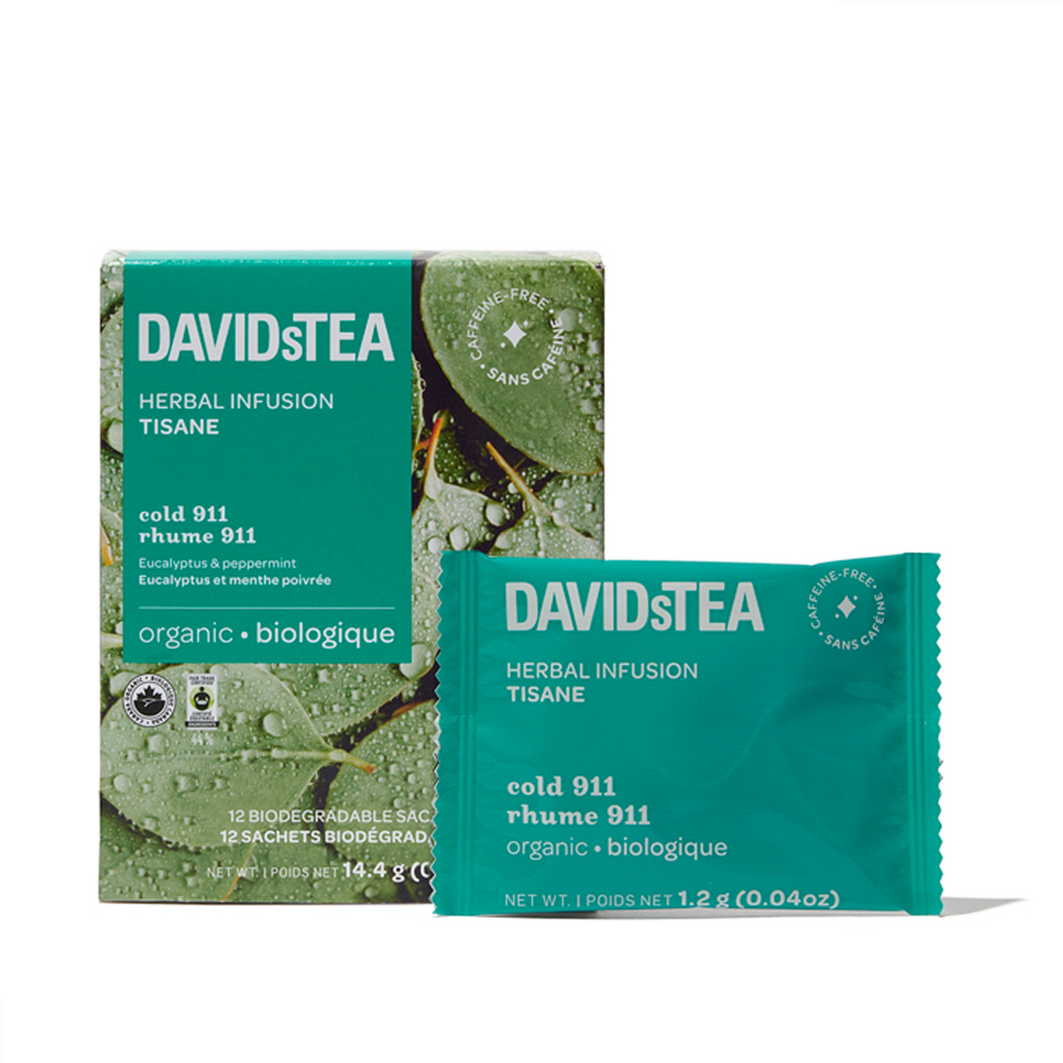 Organic Cold 911 Tea Pack of 12 Sachets Herbal front view