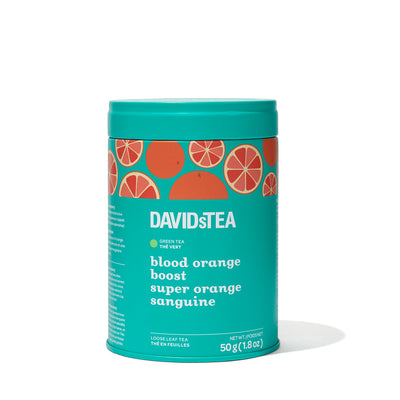 Blood Orange Boost Limited Edition Tea Tin Green front view