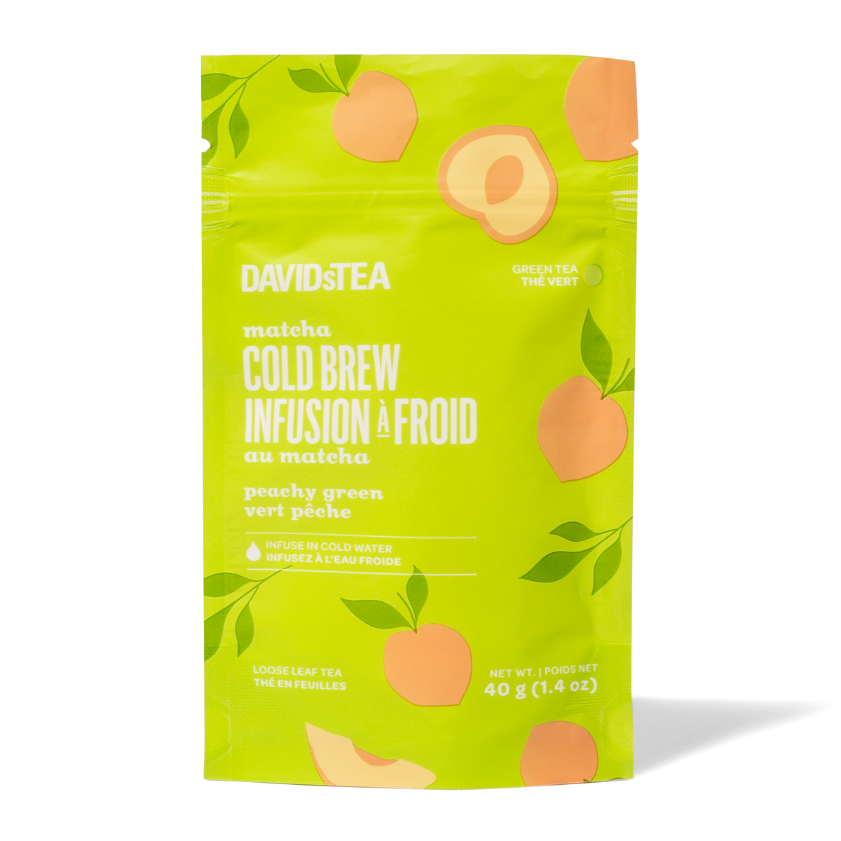 Peachy Green Cold Brew Tea Green front view