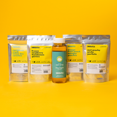 tea pop bundle with 4 herbal teas and agave syrup
