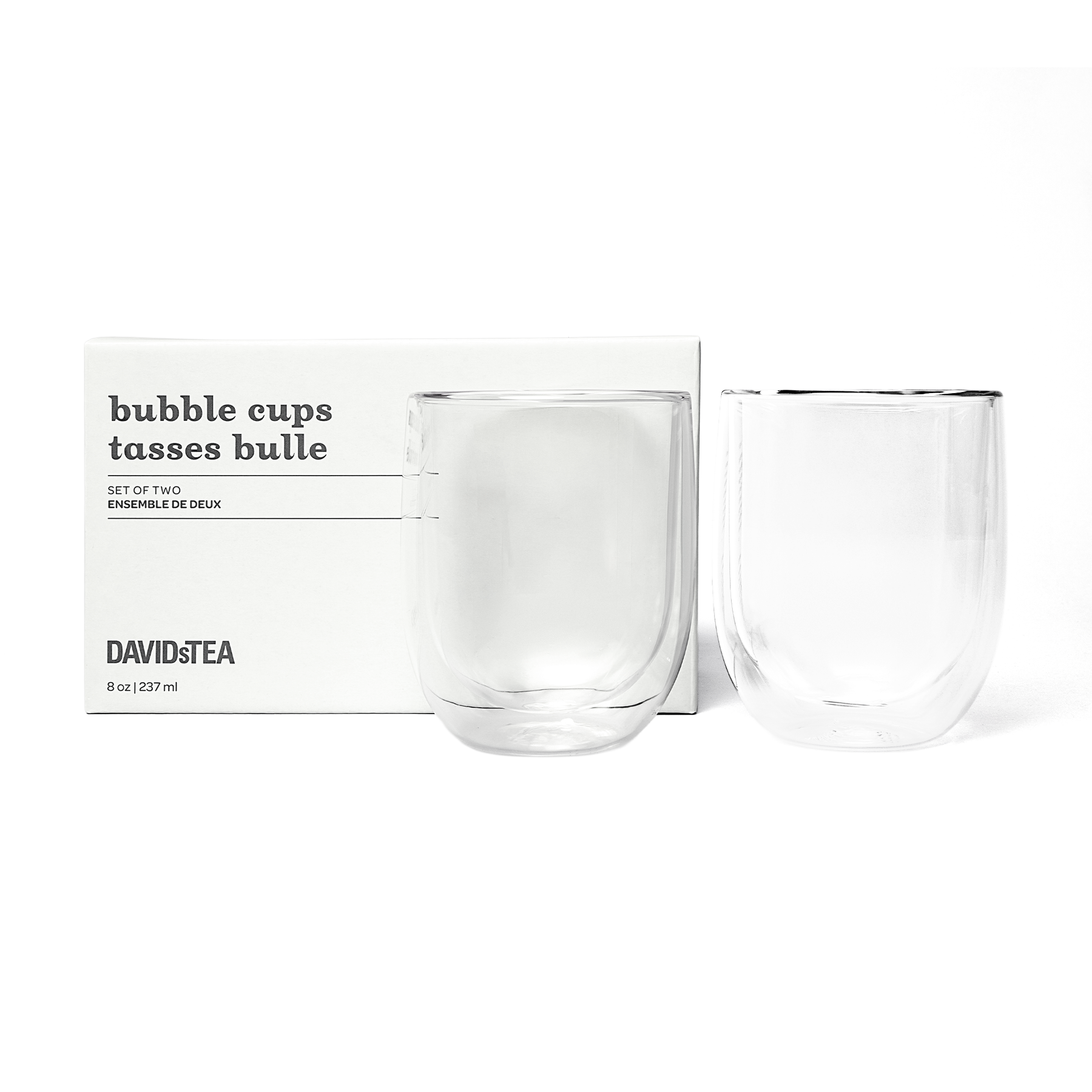 double walled clear glass bubble cups set of 2 