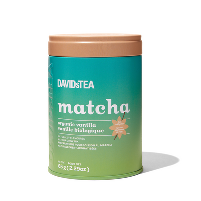 Organic Vanilla Matcha Tea Tin Matcha Drink Mix front view