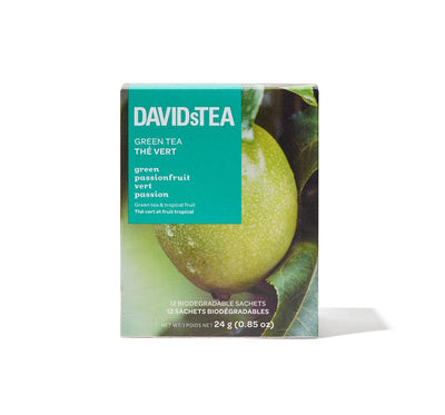 Green Passionfruit Tea Pack of 12 Sachets Green front view