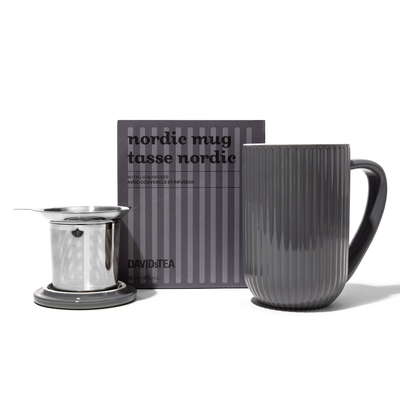 Sesame Grey Ribbed Nordic Mug  front view