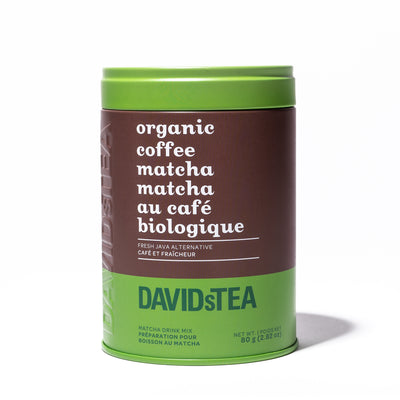 Organic Coffee Matcha Tea Printed Tin Matcha Drink Mix front view