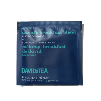 Organic David's Breakfast Blend Tea Pack of 25 Sachets Black front view