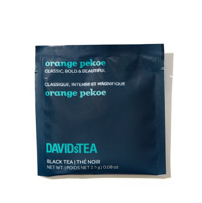 Organic Orange Pekoe Tea Pack of 25 Sachets Black front view