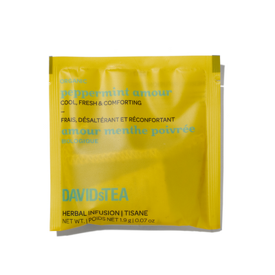Organic Peppermint Amour Tea Pack of 25 Sachets Herbal front view