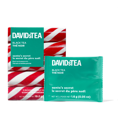 Santa's Secret Tea Pack of 12 Sachets Black front view