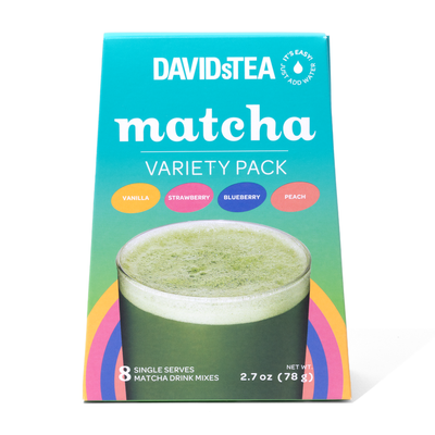 Fruity Matcha Single Serves Variety Pack of 8 Matcha Drink Mix front view