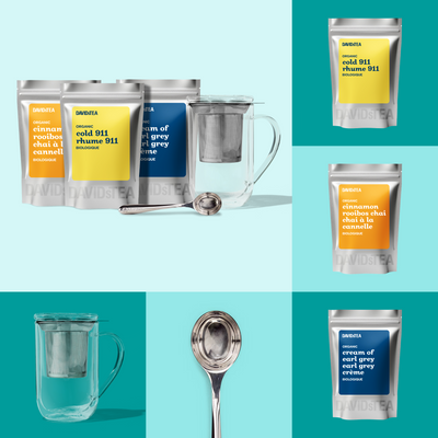 Welcome Starter Kit Tea Bundle with tea, cup and spoon