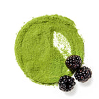 Blackberry Matcha powder with fresh blackberries