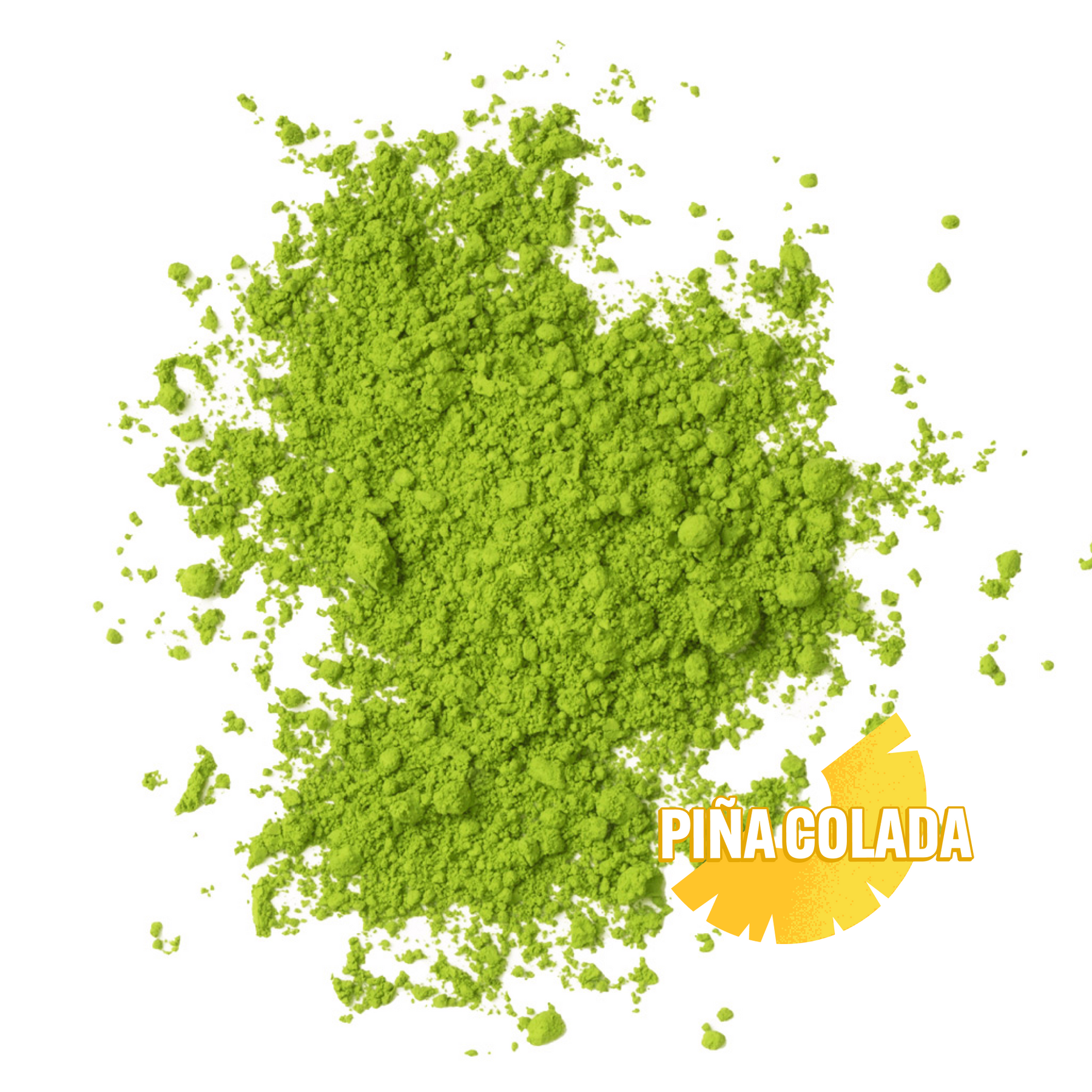 pina colada flavored matcha powder on a white background