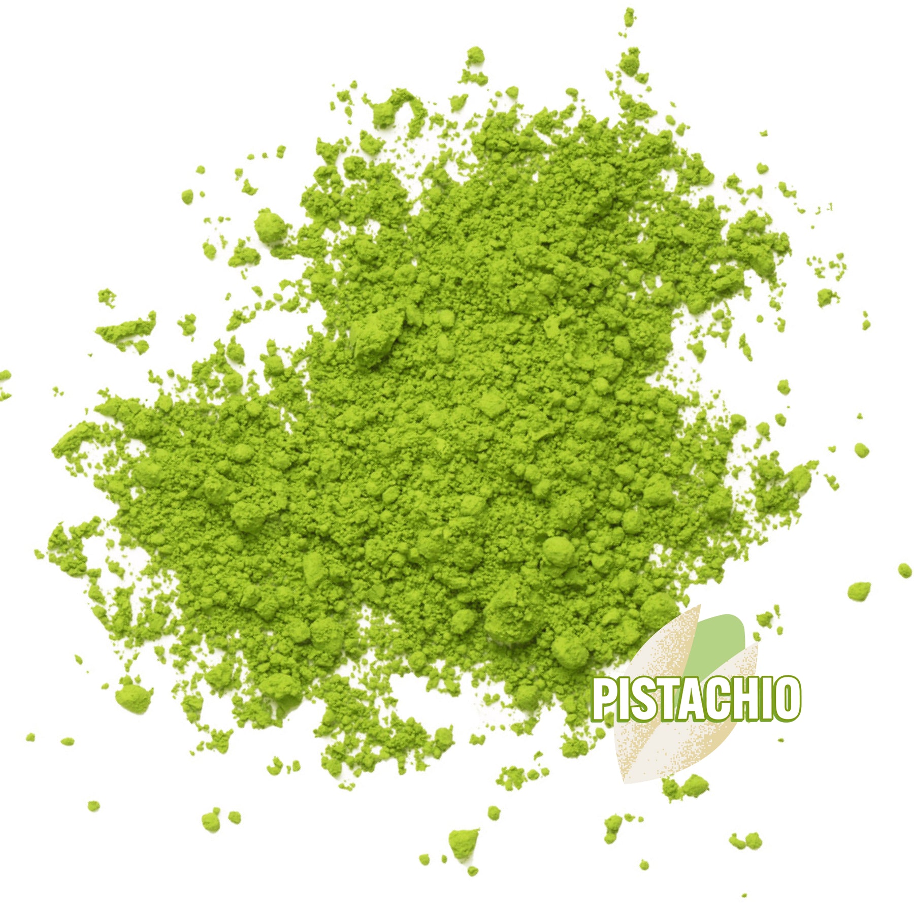 organic green matcha powder on a white background