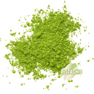 organic green matcha powder on a white background