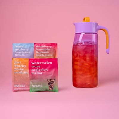 sunrise pitcher with 4 pitcher packs - make herbal iced teas