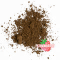 strawberry flavored hojicha powder on a white background 