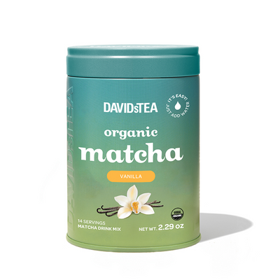 Organic Vanilla Matcha Tea Tin Matcha Drink Mix front view